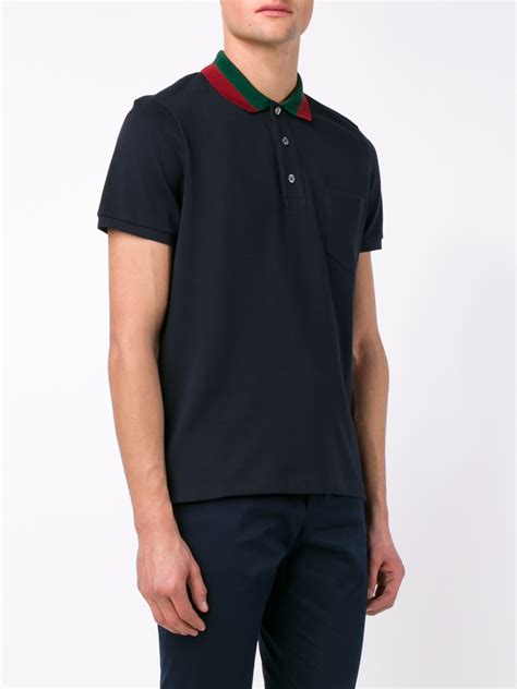 blue and yellow stripped gucci shirt|navy blue Gucci shirt.